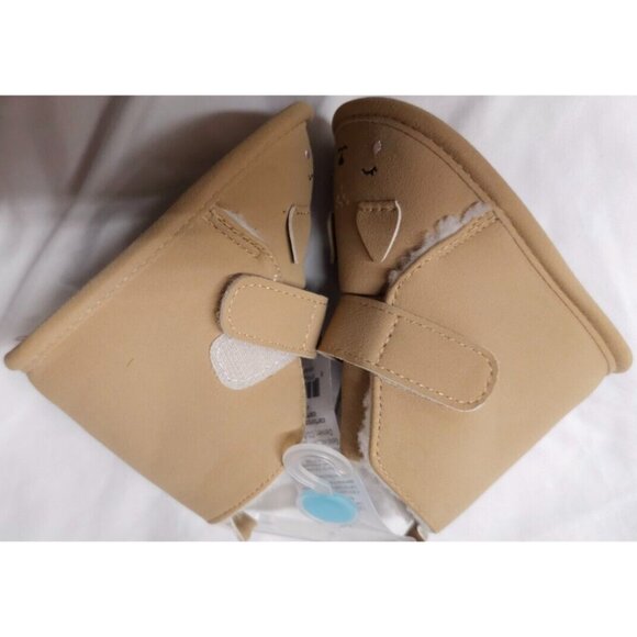 Carter's Baby Girl's 2 (3-6) Months Faux Fur Brown Fox Face Winter Booties - Picture 6 of 12